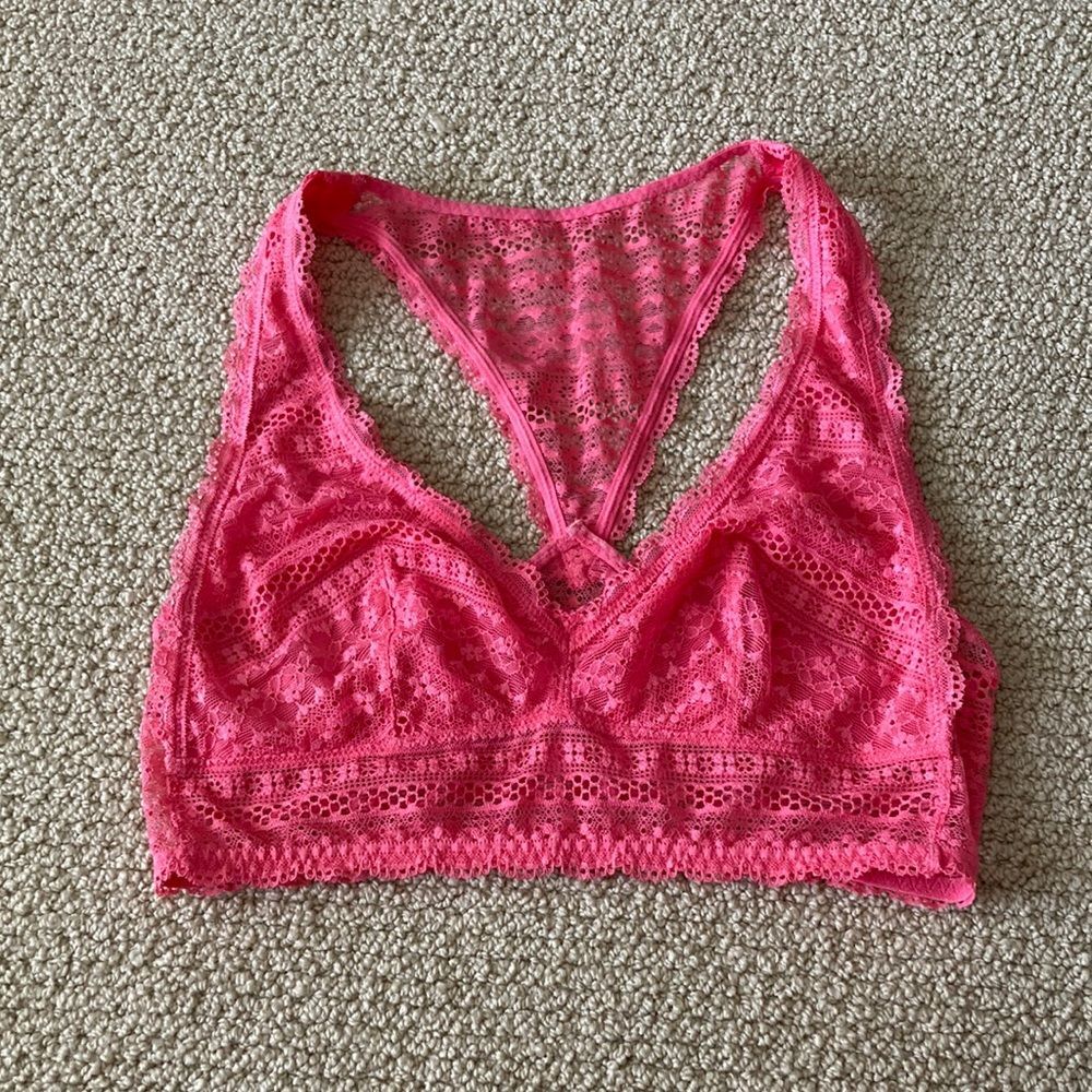 Victoria’s Secret Hot Pink Bralette Racerback Light Support Long Line S Like New